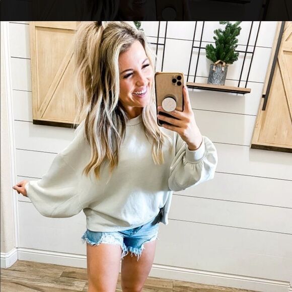 New Zenana Take Me Away Sweatshirt Bone XL super soft oversized Bone color - Picture 7 of 7